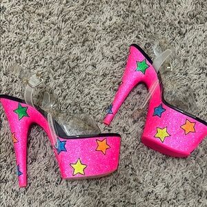 Pleaser brand size 9 custom glitter 7 inch heels